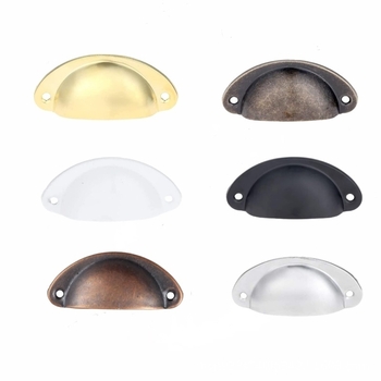 Ръкохватка за шкаф с форма на черупка, стил New chinoiserie, от желязо, малък модел за малки чекмеджета, електроплакиран финиш, винтове включени.