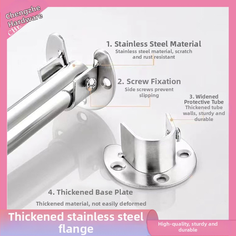 Неръждаема стомана фланцова опора за хоризонтален дрешник – заварен монтаж, устойчивост на корозия и високо налягане, диаметри 19/22/25/32 мм