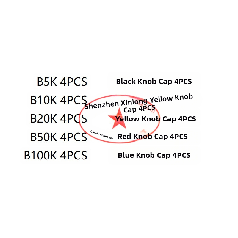 Aemedy едноканален потенциометър с избираеми стойности на съпротивлението 5K/10K/20K/50K/100K и комплект от 20 капачета за копчета