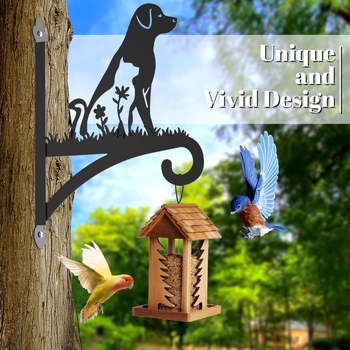 Sieninis augalų pakabiklis su šuns siluetu, iš geležies, lazerio pjovimas, tinkamas vidaus ir lauko naudojimui