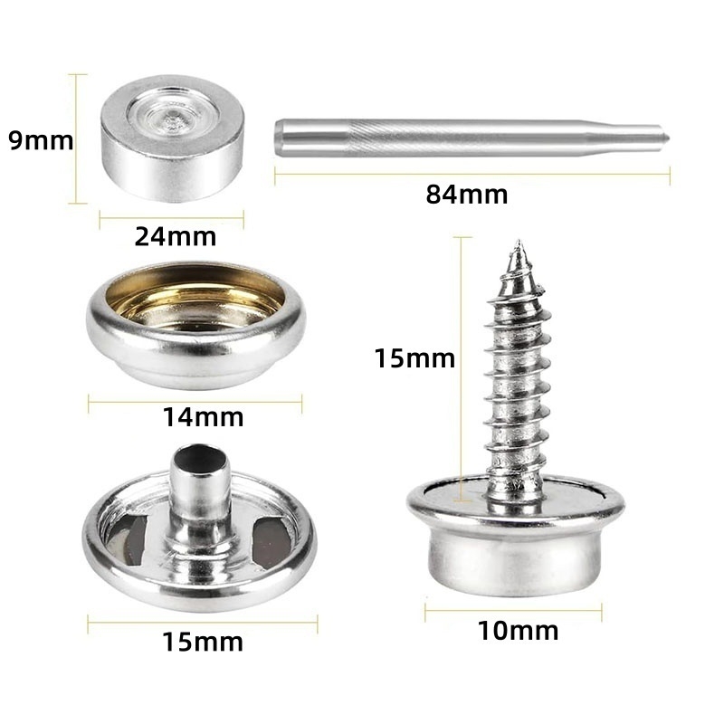 Σετ εξαρτημάτων κουμπώματος με πένσες – 152 τεμάχια, υλικά από ανοξείδωτο ατσάλι/σίδηρο/χαλκός, κατάλληλο για σκηνές, τσάντες και χειροτεχνίες