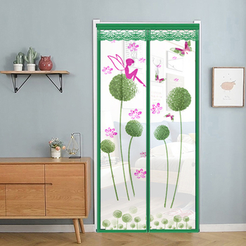 Miegamojo durų tinklelio užuolaida, šiuolaikinis minimalistinis stilius, augalų raštas