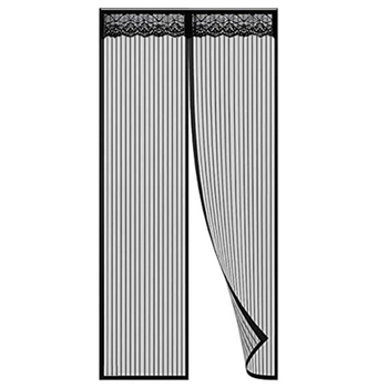 Miegamojo durų tinklelio užuolaida, šiuolaikinis minimalistinis stilius, augalų raštas