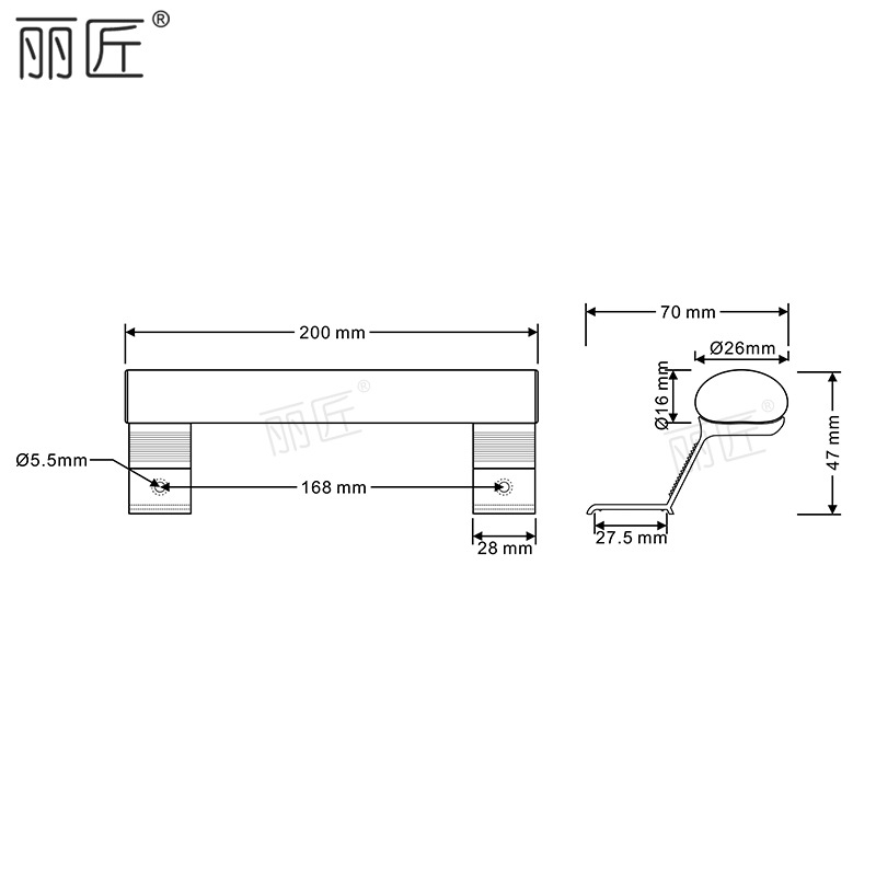 Λαβή για συρόμενη πόρτα, κράμα αλουμινίου, επίστρωση με ψεκασμό, μοντέλο HXM9010, Carpenter, μοντέρνο μινιμαλιστικό στυλ