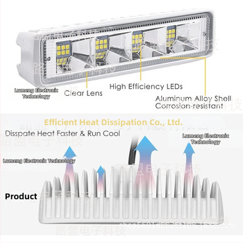 72W LED automašīnas darba gaisma – alumīnija korpuss, universāla jumta gaisma bezceļu transportlīdzekļiem, 12-60V DC, 6000LM, 6000K