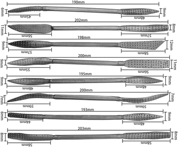Дърводелски файлове от стомана, асортимент, триъгълно сечение, дължина 200 мм, груби зъби, еднотипен модел, за дървообработване