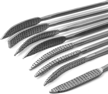 Дърводелски файлове от стомана, асортимент, триъгълно сечение, дължина 200 мм, груби зъби, еднотипен модел, за дървообработване