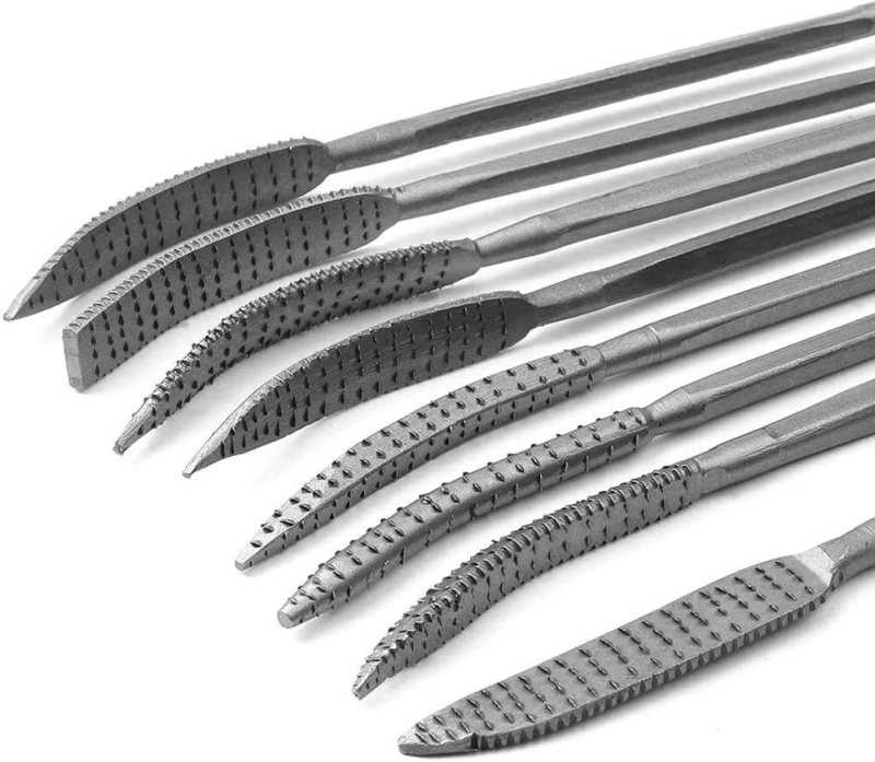 Дърводелски файлове от стомана, асортимент, триъгълно сечение, дължина 200 мм, груби зъби, еднотипен модел, за дървообработване