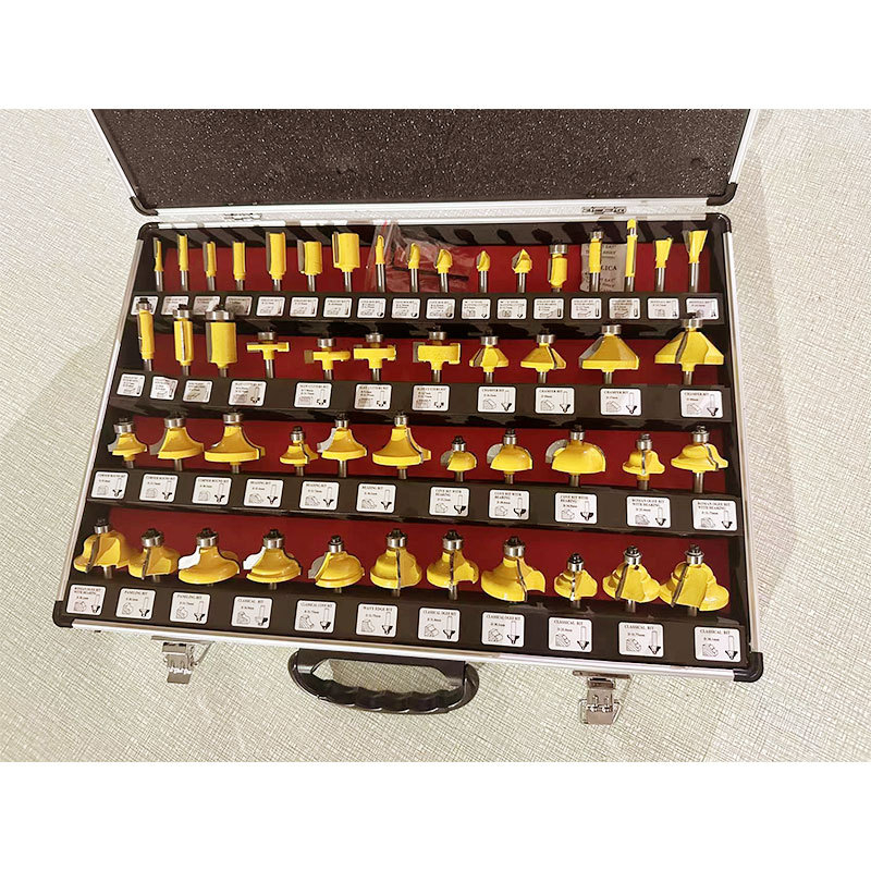 Комплект фрези за дървообработване - 50 части, с глави за режещи битове, Xuan Xiang, серия Suit