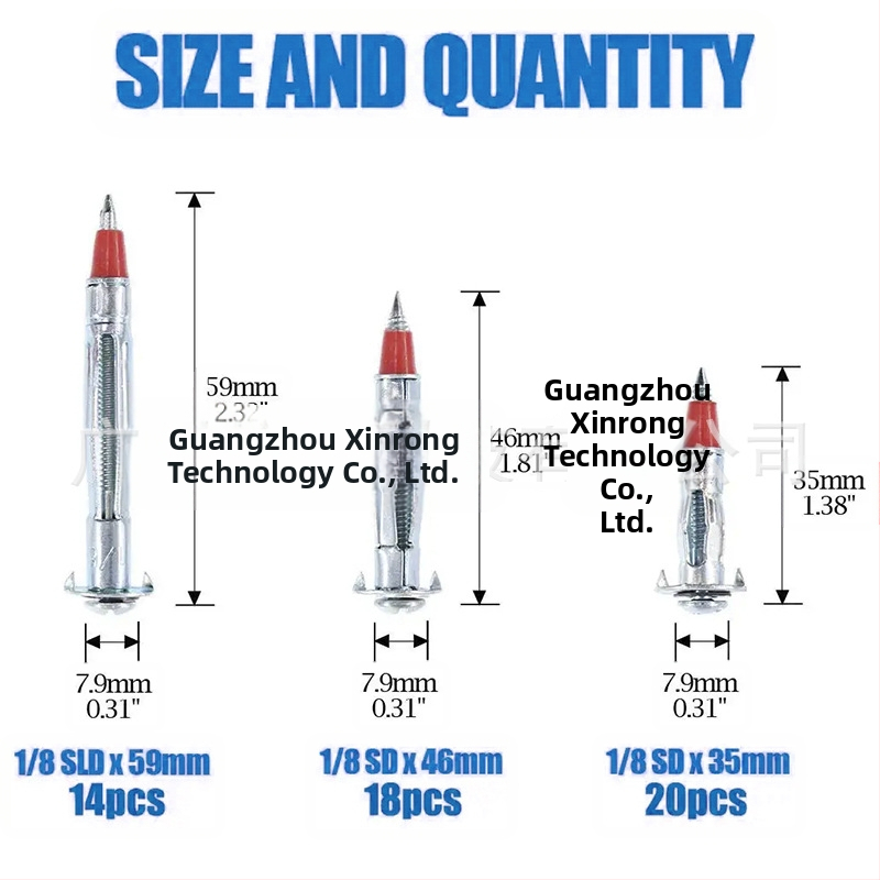 Xinrong 52 броя комплект галванизирани стоманени кухи стенни анкери със самонарезни разширителни болтове