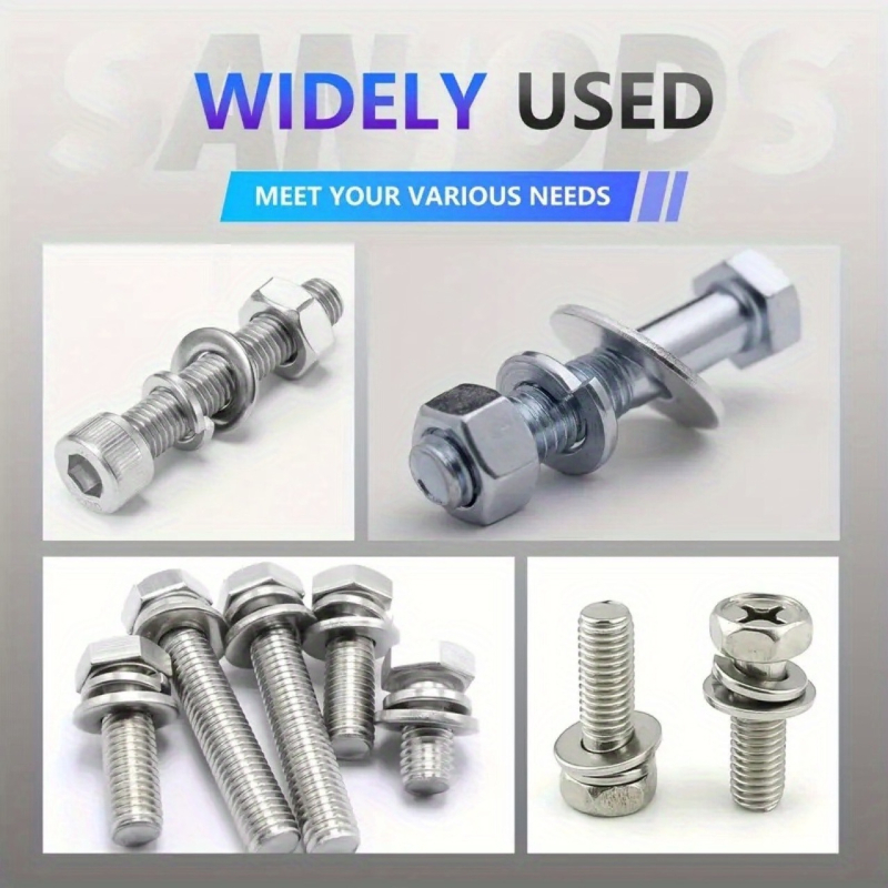 Комплект плоски шайби от 304 неръждаема стомана, 900 бр., опаковани в кутия, DIN9021