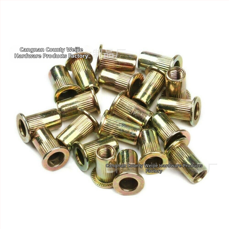 Риветна гайка, грапирано капаче за издърпване, галванизирана повърхност, чиста въглеродна стомана, стандарт GB867-86