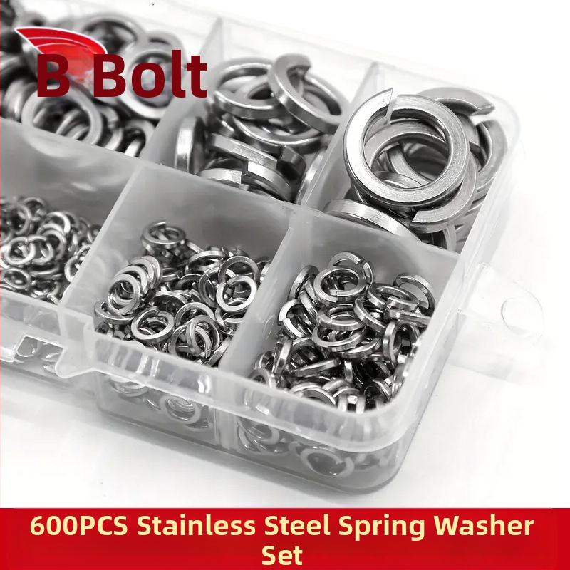 304 неръждаема стомана – Комплект пружинни шайби в кутия, антиразхлабващи, включени винтове, 480/600 бр., GB93 клас А