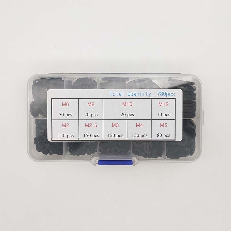 Найлонови плоски шайби – 780 бр. в комплект в кутия; материал: найлон; опаковка: кутия; стандарт NF E25-520-2009