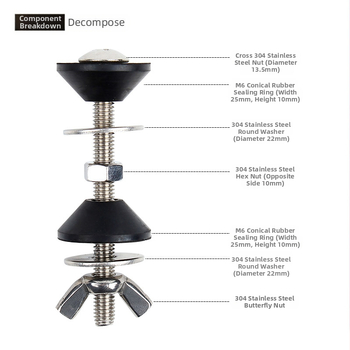 Vijak za učvršćivanje spremnika WC – 304 nehrđajući čelik s gumastim brtvenim prstenom, ručna ugradnja, stil laganog luksuza