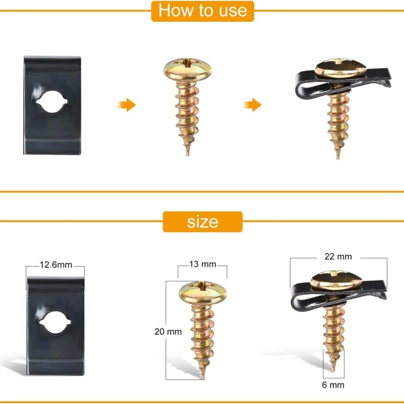 Autóipari U-alakú csipesz és csavar készlet, 170 darab, univerzális kompatibilitás, modell PJ46064, anyag PA, Pajie