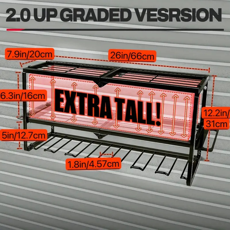 Falihoz rögzíthető háromszintes fém szerszámtároló állvány fúrók és csavarhúzók számára
