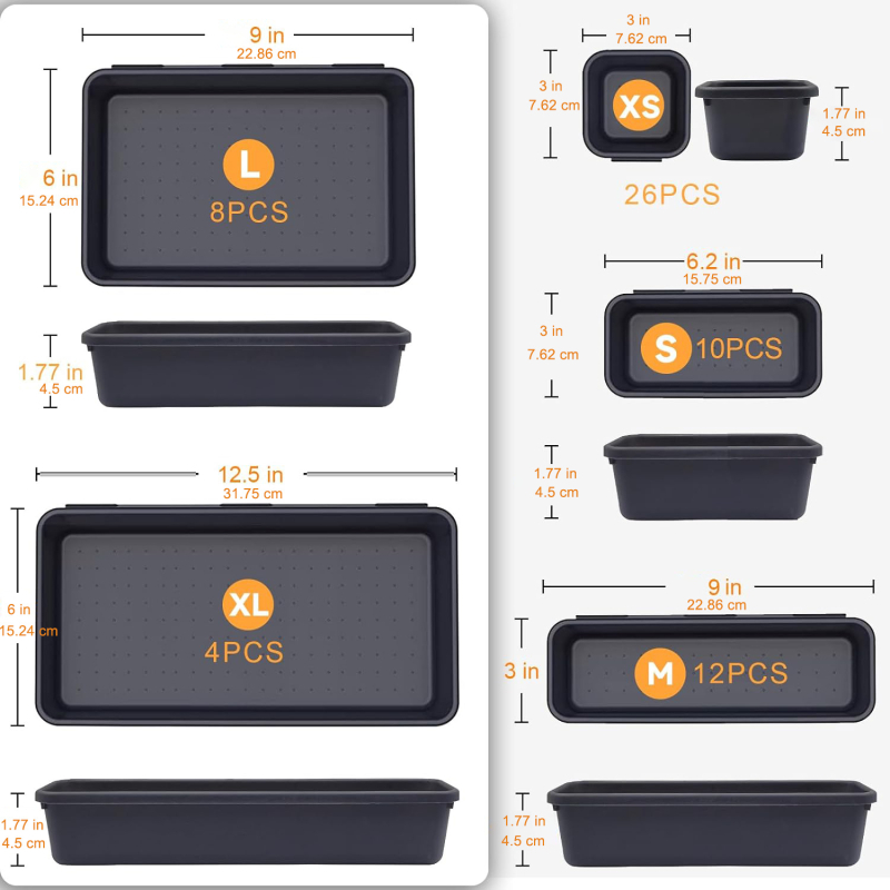 Dėžutė su stalčiais dalims, 60-in-1 organizatorius, modelis TS-2431, PP medžiaga, sienelės storis 2,5 mm, galima kaupti vieną ant kito