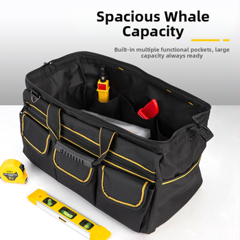 HUIJIA T214 Τσάντα εργαλείων από καμβά για ηλεκτροτεχνίτες - ανθεκτική, με μεγάλη χωρητικότητα, πολυλειτουργική τσάντα εργαλείων