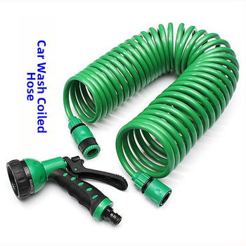 Dārza laistīšanas šļūtene ar teleskopisku atsperes uzgali, augstspiediena auto mazgāšanas rīku komplekts, plastmasas uzgalis; piemērots ziediem un dārzeņiem; svars ap 0,8 kg; spiediens 1-6 kg.