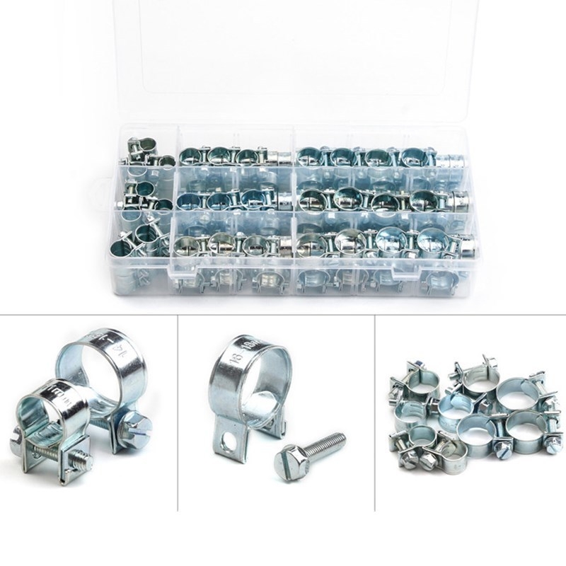 135 darabos galvanizált tömlőcsipesz készlet gázcsövekhez, mini fémgyűrűs csipesz, modell 000557