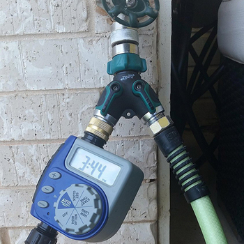 Κήπου διανομέας σωλήνα σε σχήμα Y, διαχωρίζει ένα σε δύο βρύσες, κράμα ψευδάργύρου, κοχλιωτή σύνδεση