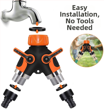 Κήπου διανομέας σωλήνα σε σχήμα Y, διαχωρίζει ένα σε δύο βρύσες, κράμα ψευδάργύρου, κοχλιωτή σύνδεση