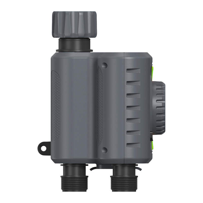 Controler extern pentru irigare automată cu 4 canale, irigare programată, întârziere la ploaie și alertă pentru energie scăzută; carcasă ABS; durată irigare 1 min - 3 h 59 min; frecvență irigare de la zilnic până la o dată la 7 zile.