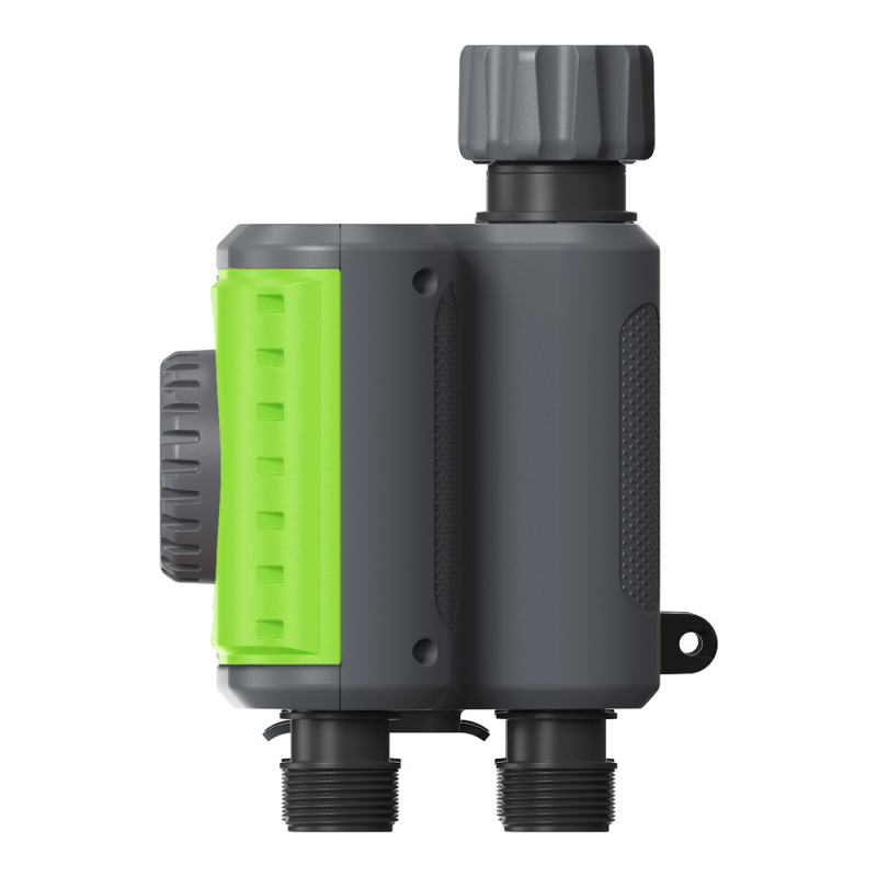 Controler extern pentru irigare automată cu 4 canale, irigare programată, întârziere la ploaie și alertă pentru energie scăzută; carcasă ABS; durată irigare 1 min - 3 h 59 min; frecvență irigare de la zilnic până la o dată la 7 zile.