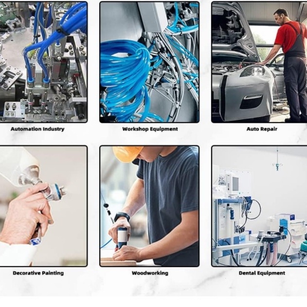 HM пневматичен комплект фитинги за бързо свързване, 40 части, включва ъглов, прав, разклонител и порт-фитинг, бързо освобождаване, материал: мед, желязо, алуминий и гума