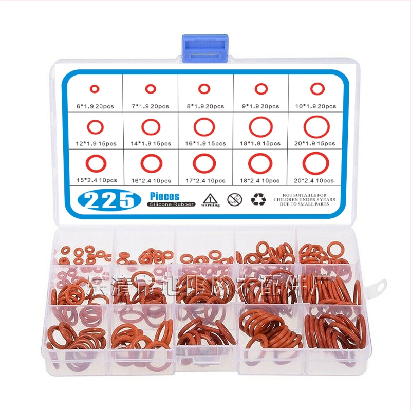 O-образно уплътнение комплект, 225 броя, силиконов каучук, стандартни части, висока температура и износоустойчивост