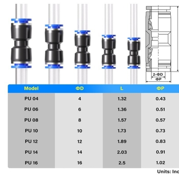 Πνευματικός συνδετήρας άμεσης ώθησης, υλικό μόνωσης: πλαστικό + μέταλλο, κατάλληλος για αεραγωγούς, HM