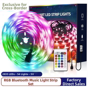 RGB LED juosta su Bluetooth programėle – 5V, 2835 LED, 54 diodų, 5,5W/5m, televizoriaus foninis apšvietimas