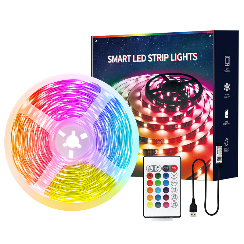 RGB LED juosta su Bluetooth programėle – 5V, 2835 LED, 54 diodų, 5,5W/5m, televizoriaus foninis apšvietimas