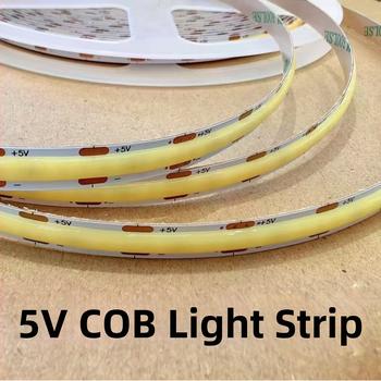 Monochromatinė COB LED juosta, 5V įtampa, 400 LED, 180° spindulio kampas, Sanan Optoelectronics