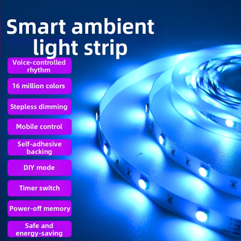Išmani Bluetooth LED juosta 12V, 5050 LED karoliukai, nuotolinio ir programėlės valdymas, 18/30 LED, reguliuojamas šviesos ryškumas