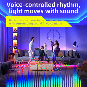 Išmani Bluetooth LED juosta 12V, 5050 LED karoliukai, nuotolinio ir programėlės valdymas, 18/30 LED, reguliuojamas šviesos ryškumas