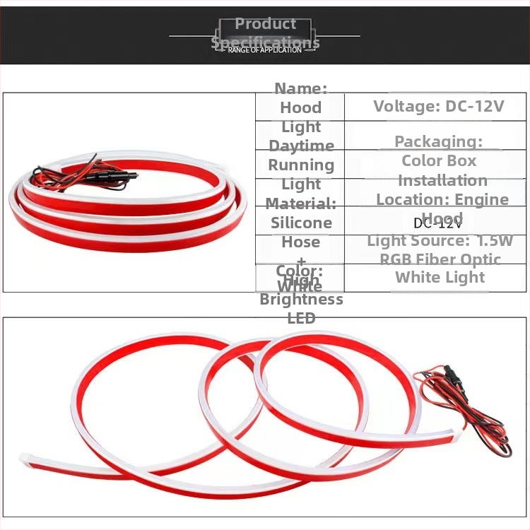Дневни светлини DRL за капак на колата с LED 2835, силиконова конструкция, 12V, 10W, IP45