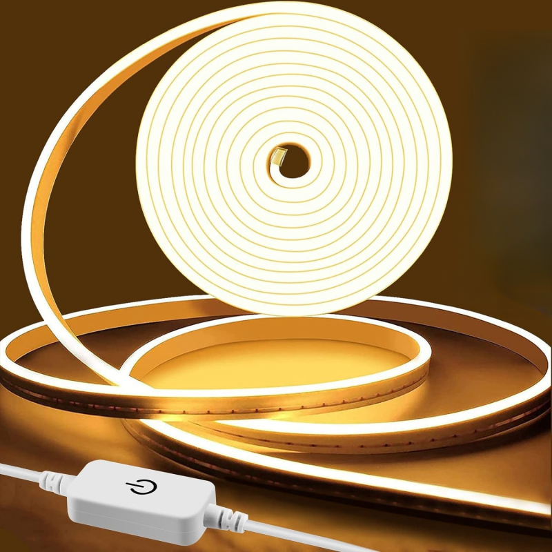 Monochromatinė 5V neono lemputė su prisilietimo jungikliu reguliuojamam šviesos lygiui, 120 LED (3528), 180° spindulio kampas, skirtas spintelėms