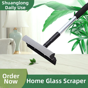 Divpusīgs logu skrāpis ar teleskopisku alumīnija stieni - mājas lietošanai, manuāls, PU sūklis