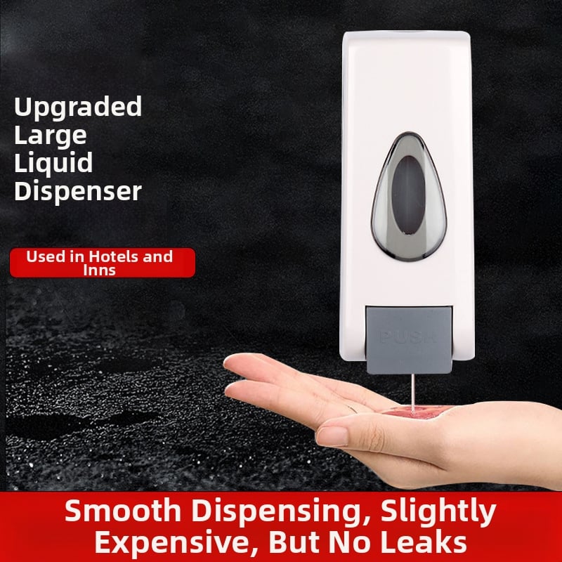 Διανεμητής τοίχου για σαμπουάν, γέλη ντους και απολυμαντικό χεριών — πλαστικό, οξειδωμένη επιφάνεια, χειροκίνητος μηχανισμός πίεσης