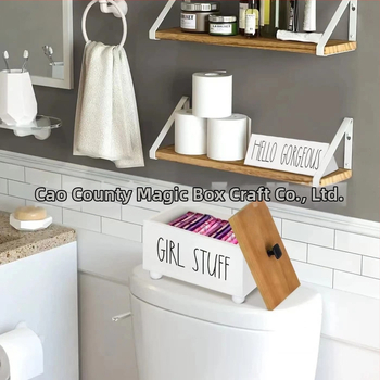 Ξύλινο επιτραπέζιο κουτί αποθήκευσης μπάνιου με καλυμμένα διαμερίσματα – μοντέρνο μινιμαλιστικό στυλ