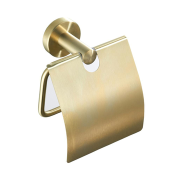 Nerūdijančio plieno tualetinio popieriaus laikiklis su šlifuotu auksiniu paviršiumi, apvalios formos, su telefono laikymo skyriumi