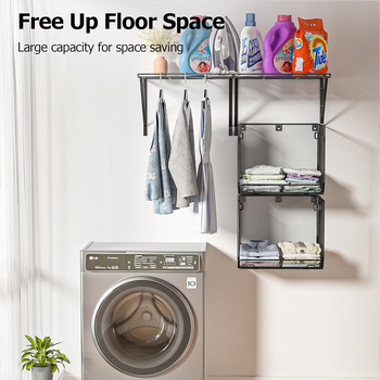 Δί-tier επιτοίχια ραφιέρα αποθήκευσης ρούχων, μεταλλική, υγρασία-ανθεκτική, πολυλειτουργική, για μακιγιάζ, κουζίνα, υπνοδωμάτιο, μπάνιο και σαλόνι