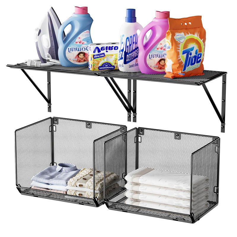 Két szintes falra szerelhető ruhás polc, vasból, nedvességálló, multifunkcionális, ideális kozmetikai tároláshoz, konyha, hálószoba, fürdőszoba