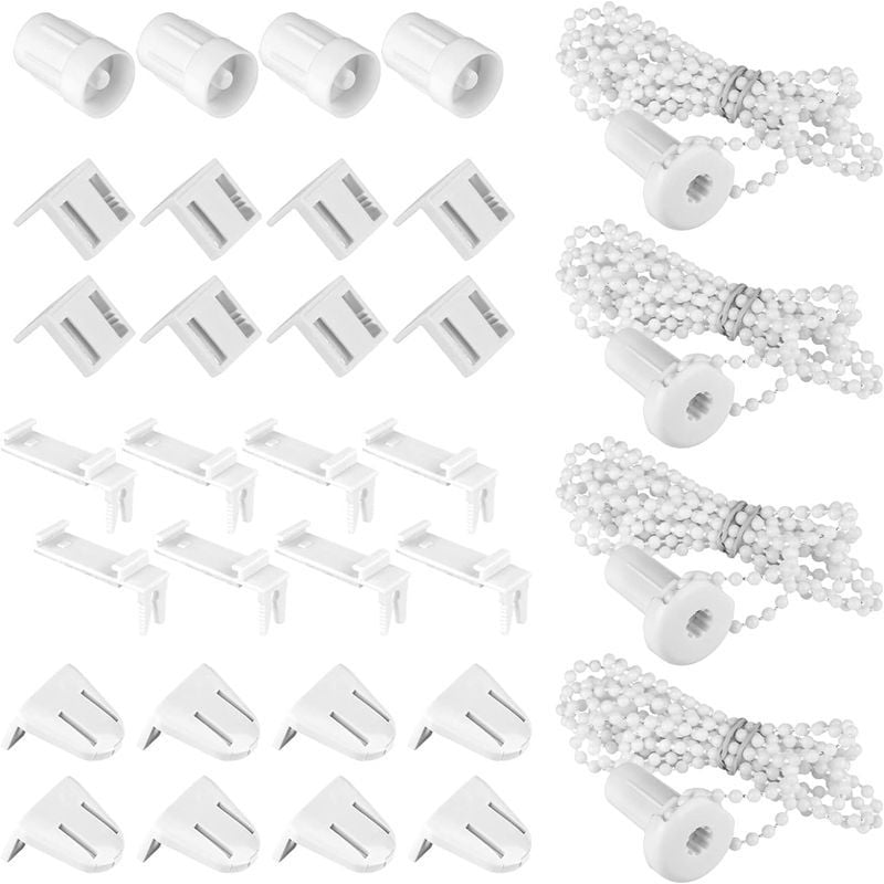 Аксесоари за ролетни щори – комплект 32 броя, пластмасови, съвместими с всички видове завеси (32бр., пластмаса, всички видове завеси)