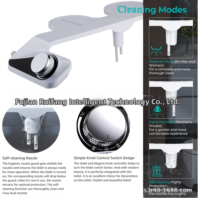 Женски биде с двойно пръскане и дюза със самопочистване, без електричество; регулируемо водно налягане, ABS, CUPC сертифициран, модел 507013