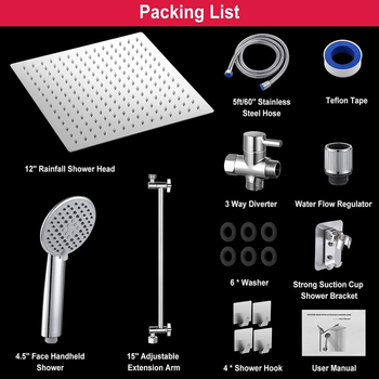 Dušo komplektas ABS | Purškimo ir lietaus funkcijos | Modelis HSTZ3829; Montavimas: sriegis; Chromu danga