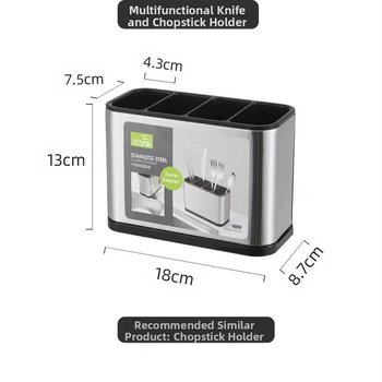 Ανοξείδωτο δοχείο οργάνωσης μαχαιροπήρουων με διαχωρισμένες θήκες — πολλαπλών χρήσεων, φορητό, μοντέρνο μινιμαλιστικό στυλ