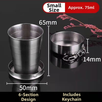 Ανοξείδωτο ποτήρι νερού με επεκτειόμενο-αναδιπλούμενο σχέδιο για εξωτερική χρήση, προσαρμοσμένο με χάραξη επωνύμου.